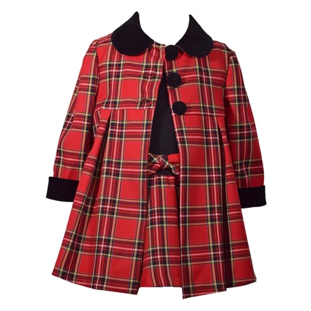 Plaid Dress & Coat Set